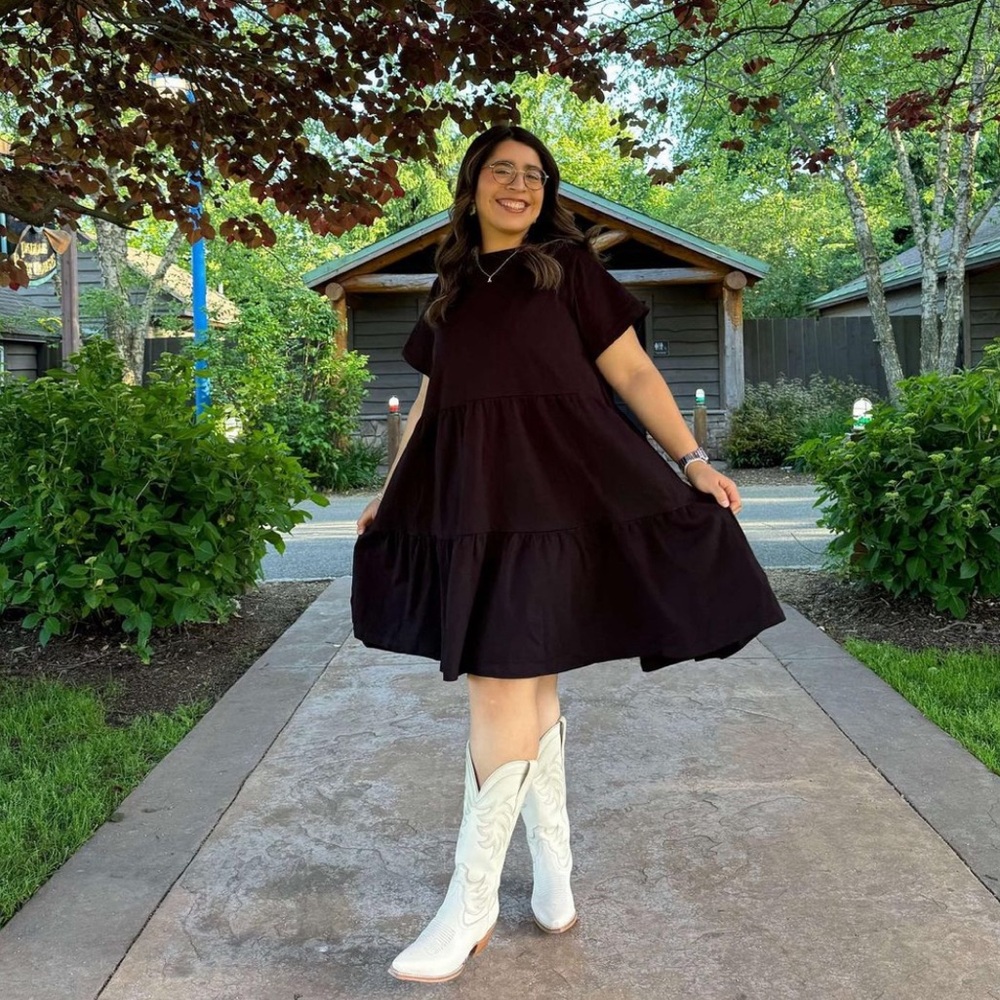 2XL Shiny By Nature Black Tiered Dress
